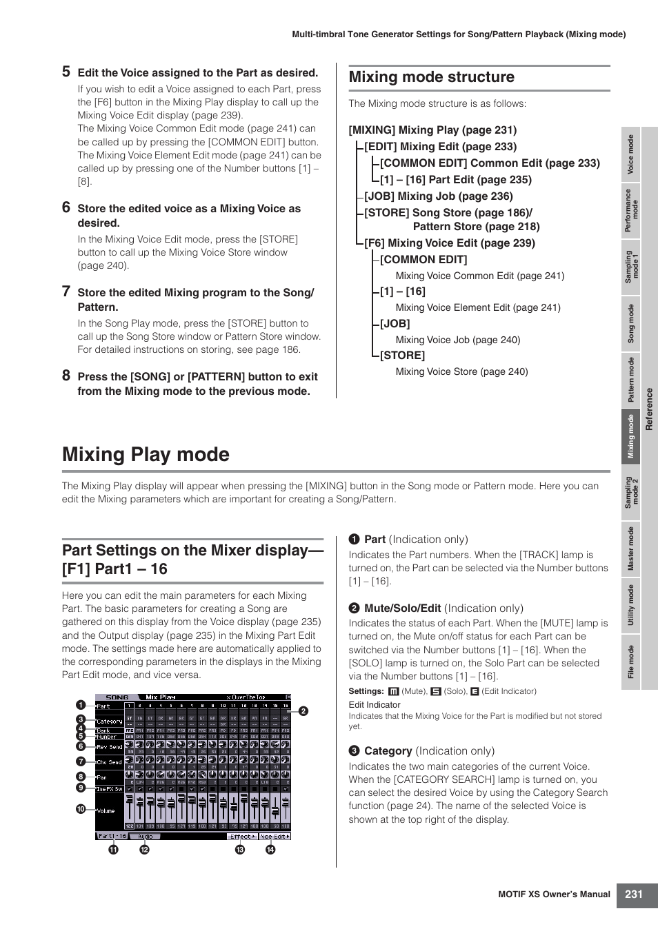 Mixing mode structure, Mixing play mode | Yamaha MOTIF XS7  EN User Manual | Page 231 / 320