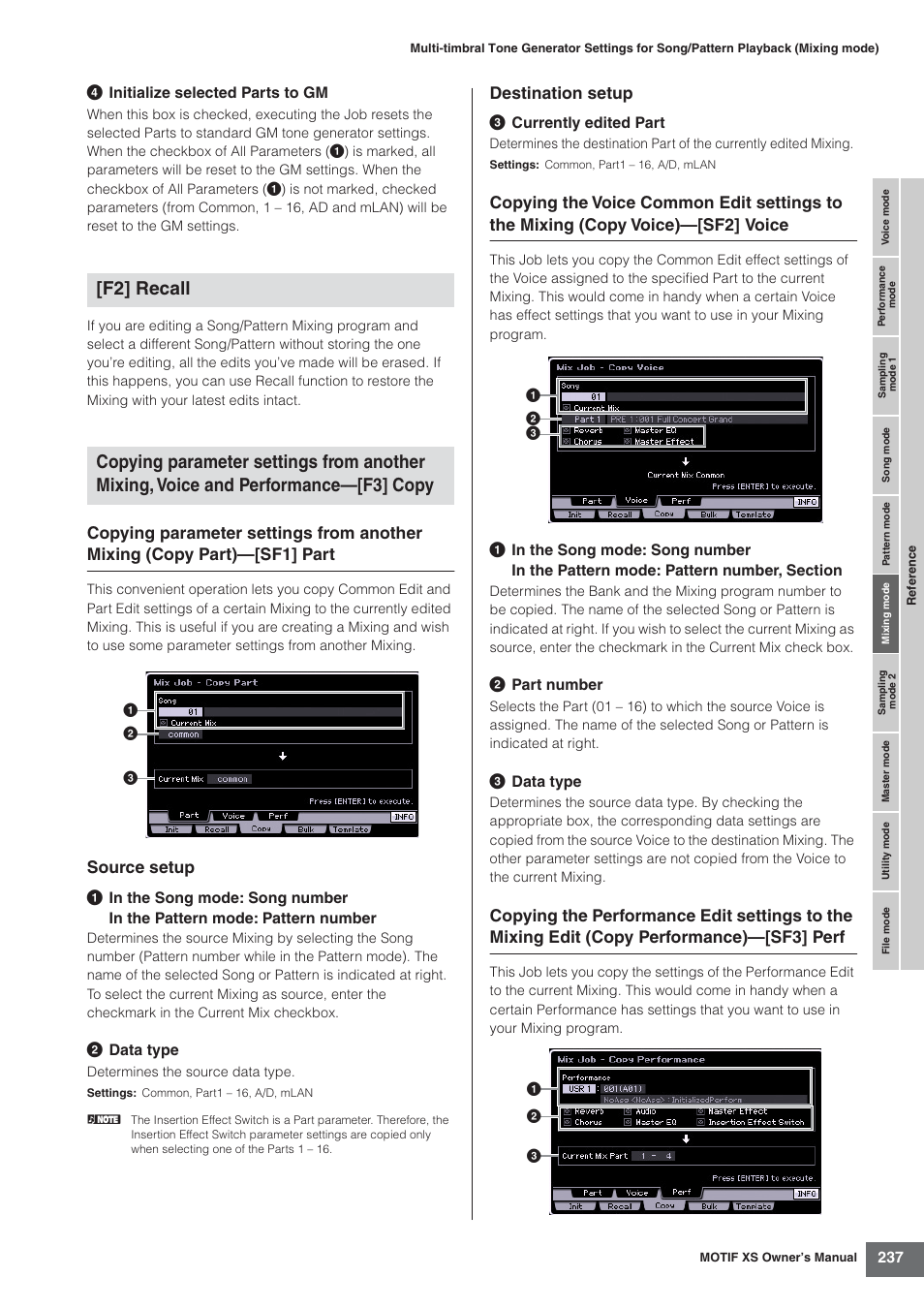 Source setup, Destination setup | Yamaha MOTIF XS7  EN User Manual | Page 237 / 320