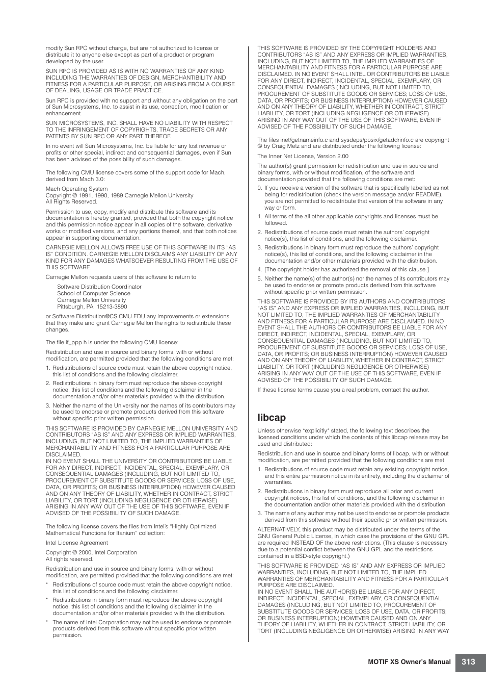 Libcap | Yamaha MOTIF XS7  EN User Manual | Page 313 / 320
