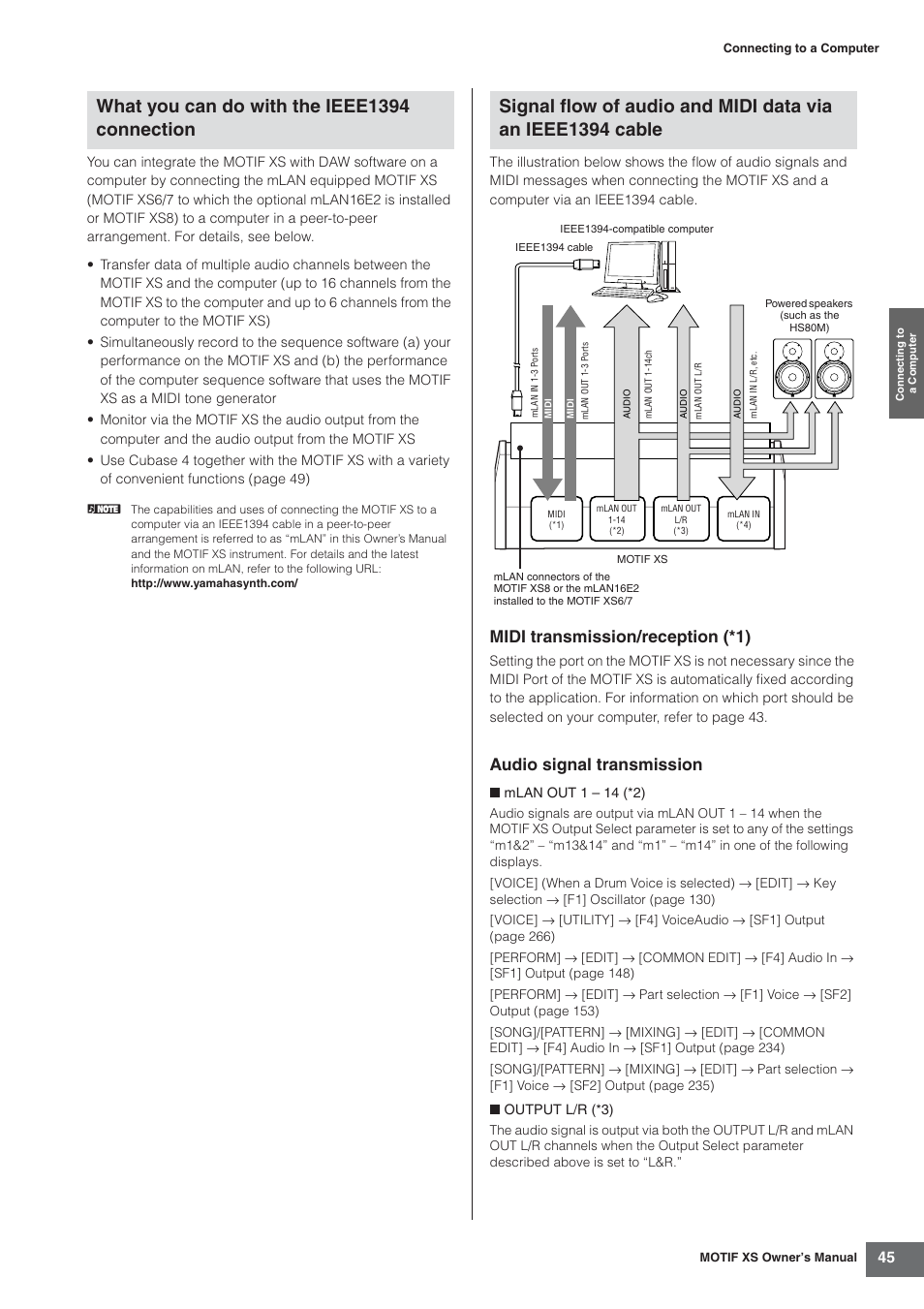 Midi transmission/reception (*1), Audio signal transmission | Yamaha MOTIF XS7  EN User Manual | Page 45 / 320