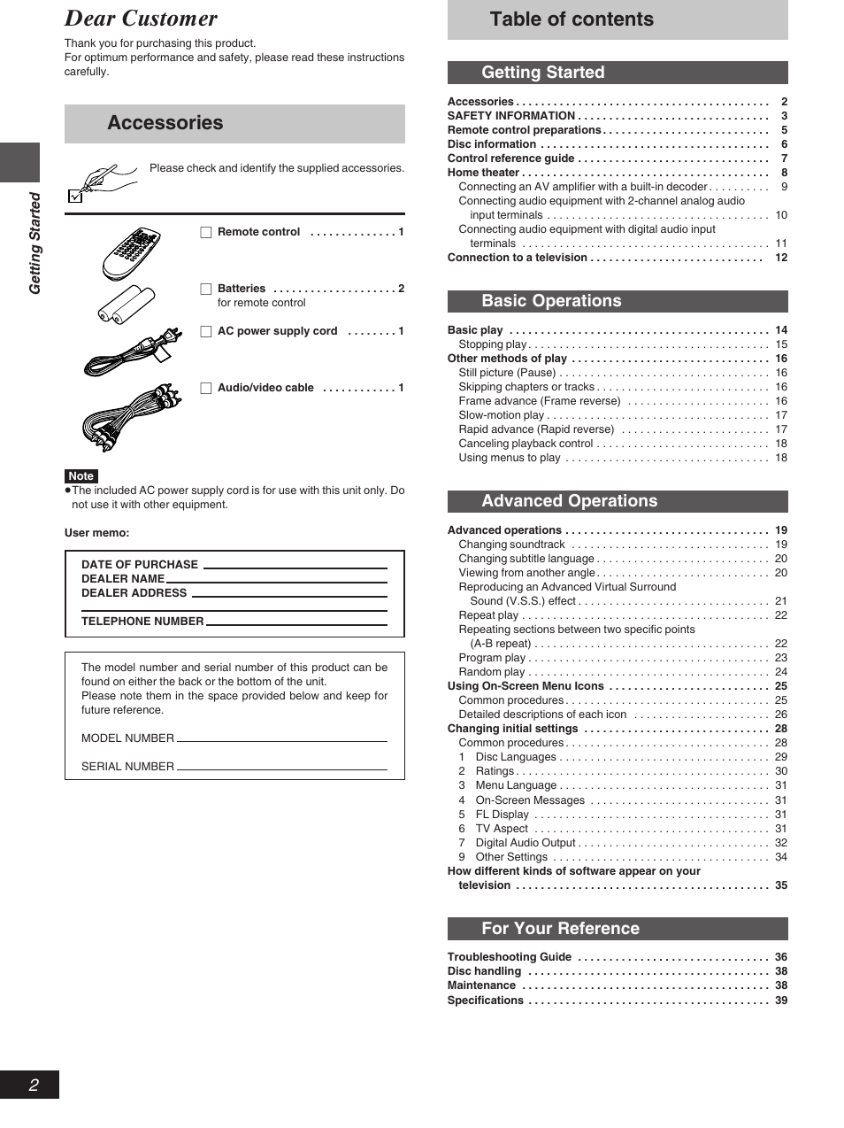 Yamaha DV-S5270 User Manual | Page 2 / 40