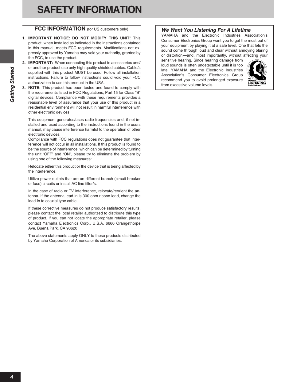 Safety information | Yamaha DV-S5270 User Manual | Page 4 / 40