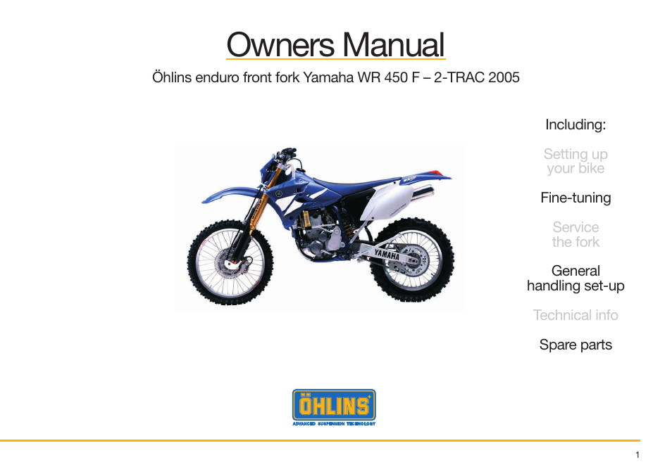 Yamaha wr450f User Manual | 20 pages