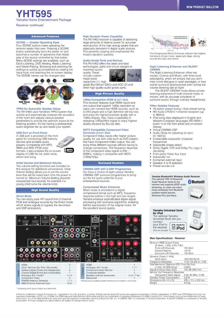 Yht595 | Yamaha YHT595 User Manual | Page 2 / 2