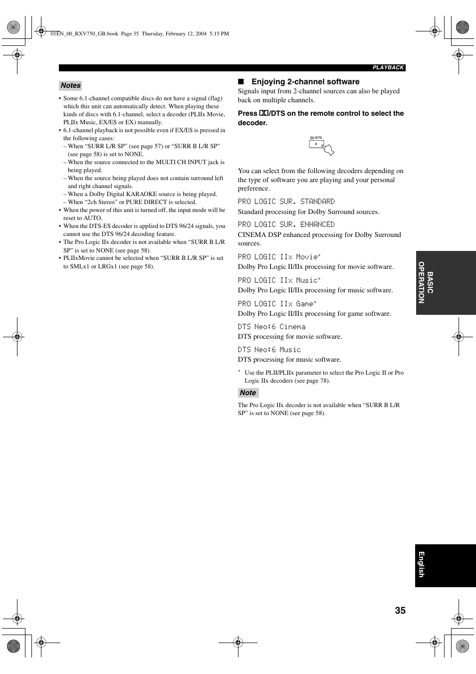 Yamaha DSP-AX750SE User Manual | Page 37 / 91