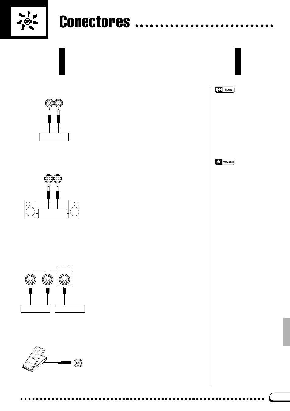 Conectores, Tomas aux in r y l/l+r, Tomas aux out r y l/l+r | Toma exp pedal (cvp-79a) | Yamaha CVP-69A FR User Manual | Page 116 / 163