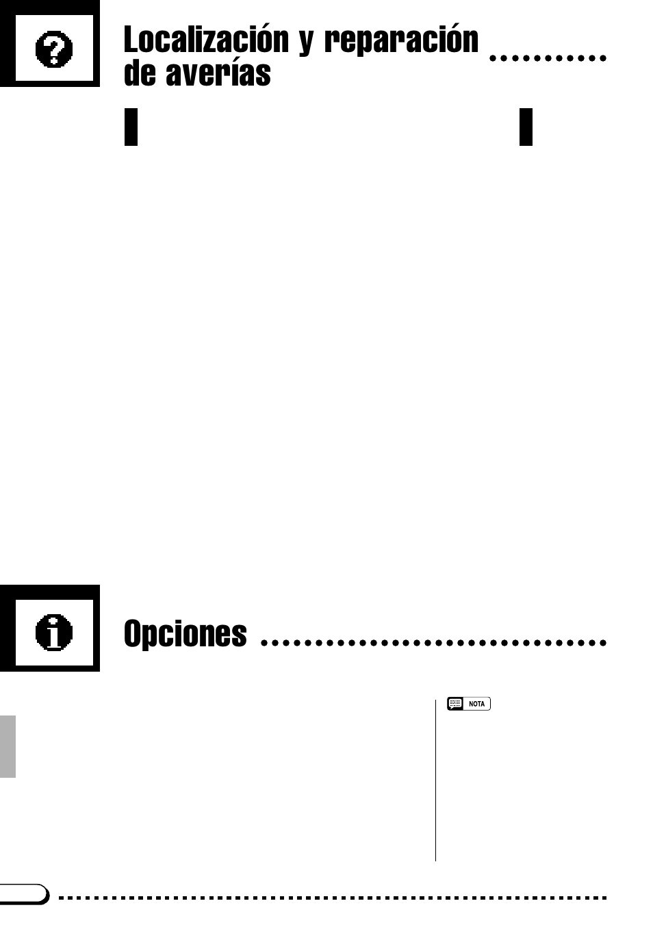 Localización y reparación de averías, Opciones | Yamaha CVP-69A FR User Manual | Page 117 / 163