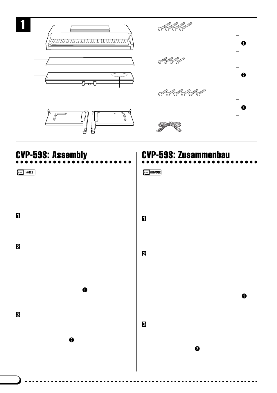 Cvp-59s: assembly, Cvp-59s: zusammenbau | Yamaha CVP-69A FR User Manual | Page 153 / 163