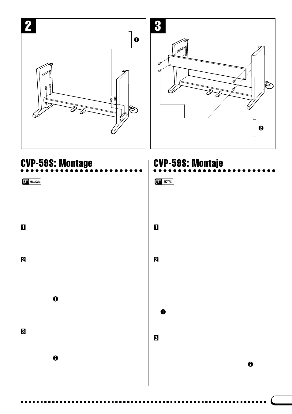 Cvp-59s: montage, Cvp-59s: montaje | Yamaha CVP-69A FR User Manual | Page 154 / 163