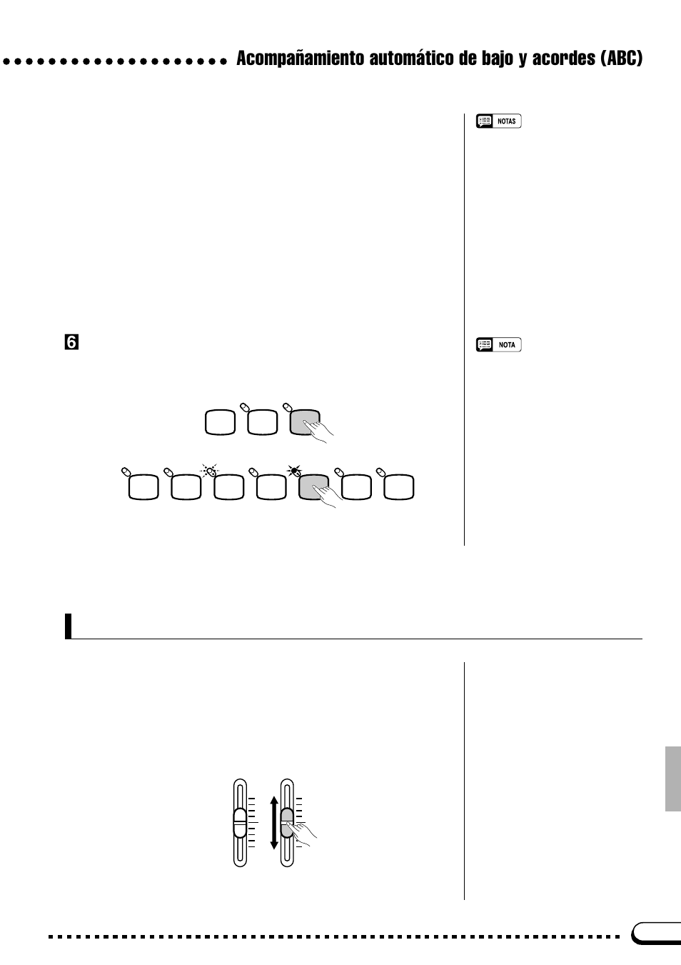 Acompañamiento automático de bajo y acordes (abc), Control de volumen del acompañamiento general, Pare el acompañamiento | Abc de todo el teclado | Yamaha CVP-69A FR User Manual | Page 40 / 163