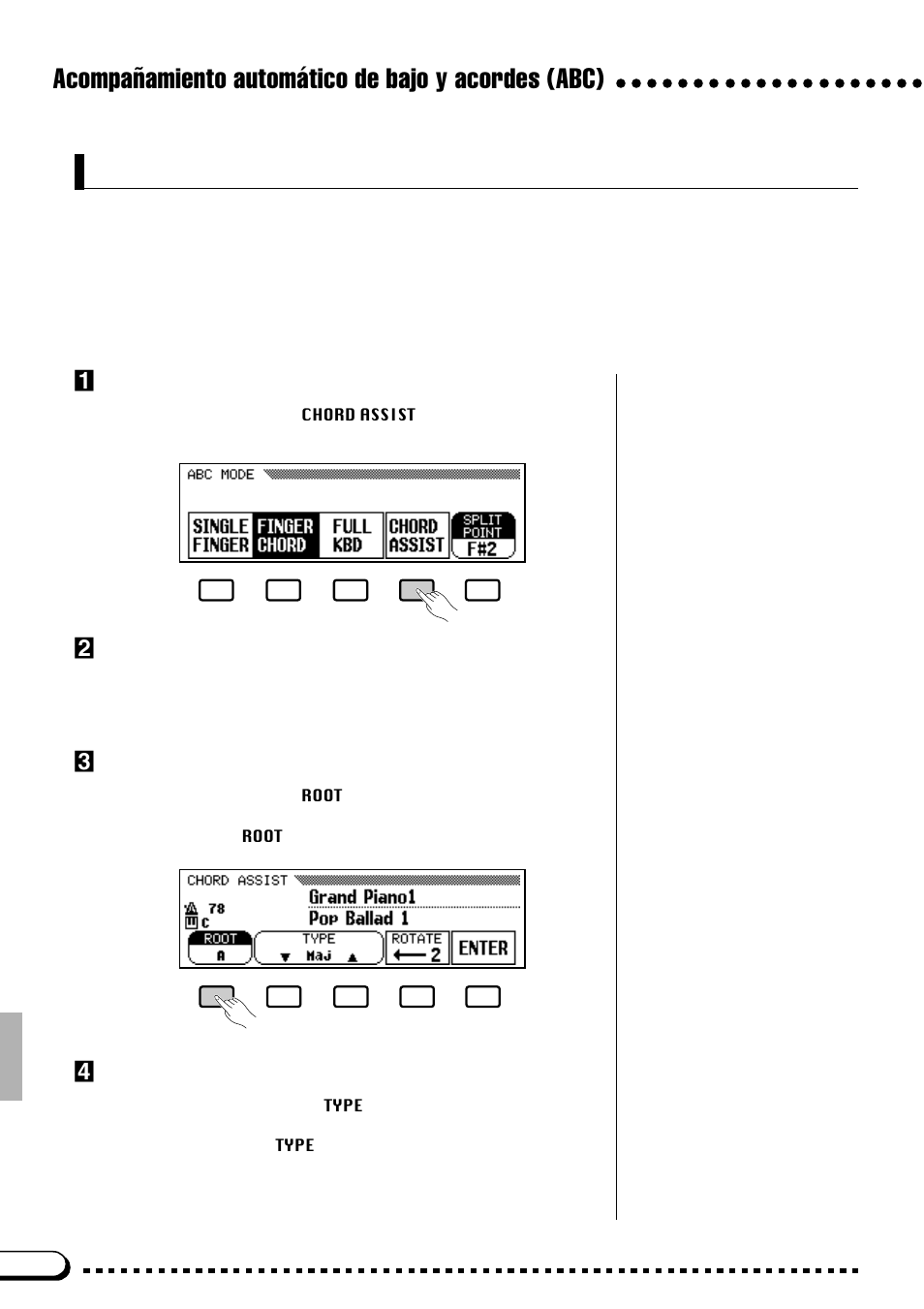 Asistencia de acordes, Acompañamiento automático de bajo y acordes (abc) | Yamaha CVP-69A FR User Manual | Page 43 / 163