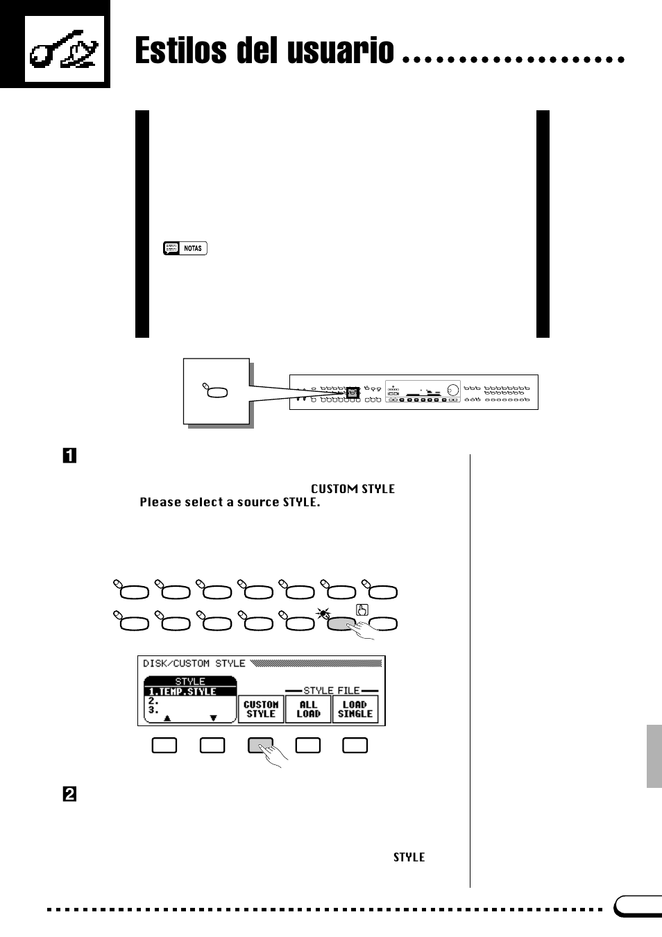 Estilos del usuario, Active la característica de estilos del usuario, Seleccione un estilo de fuente | Yamaha CVP-69A FR User Manual | Page 48 / 163