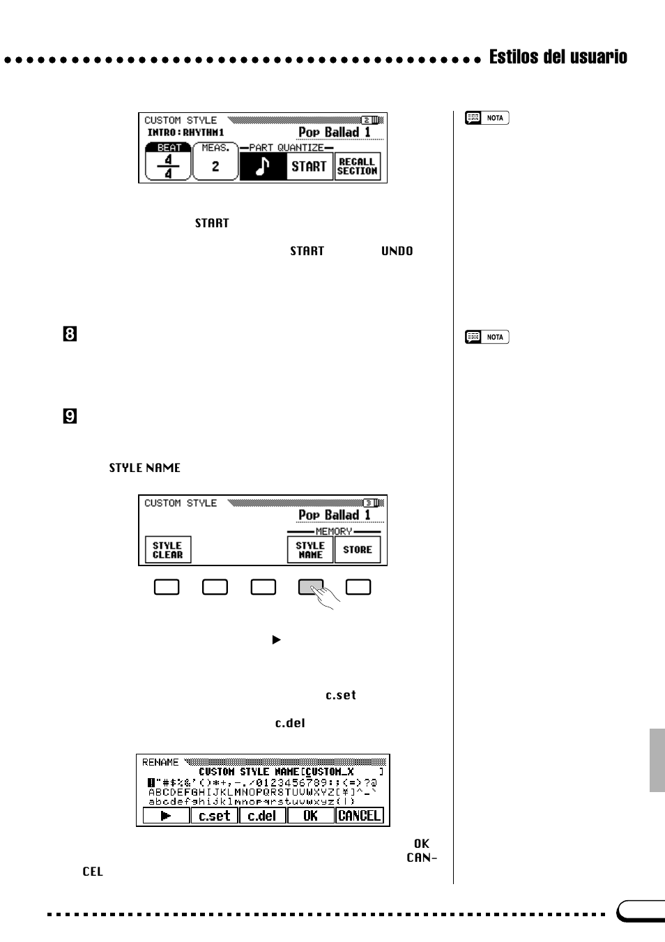 Estilos del usuario, Ponga un nombre al estilo de usuario | Yamaha CVP-69A FR User Manual | Page 52 / 163