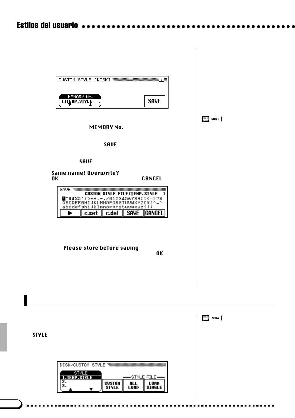 Estilos del usuario, Reproducción de los estilos de usuario, Almacene en un disco | Yamaha CVP-69A FR User Manual | Page 55 / 163