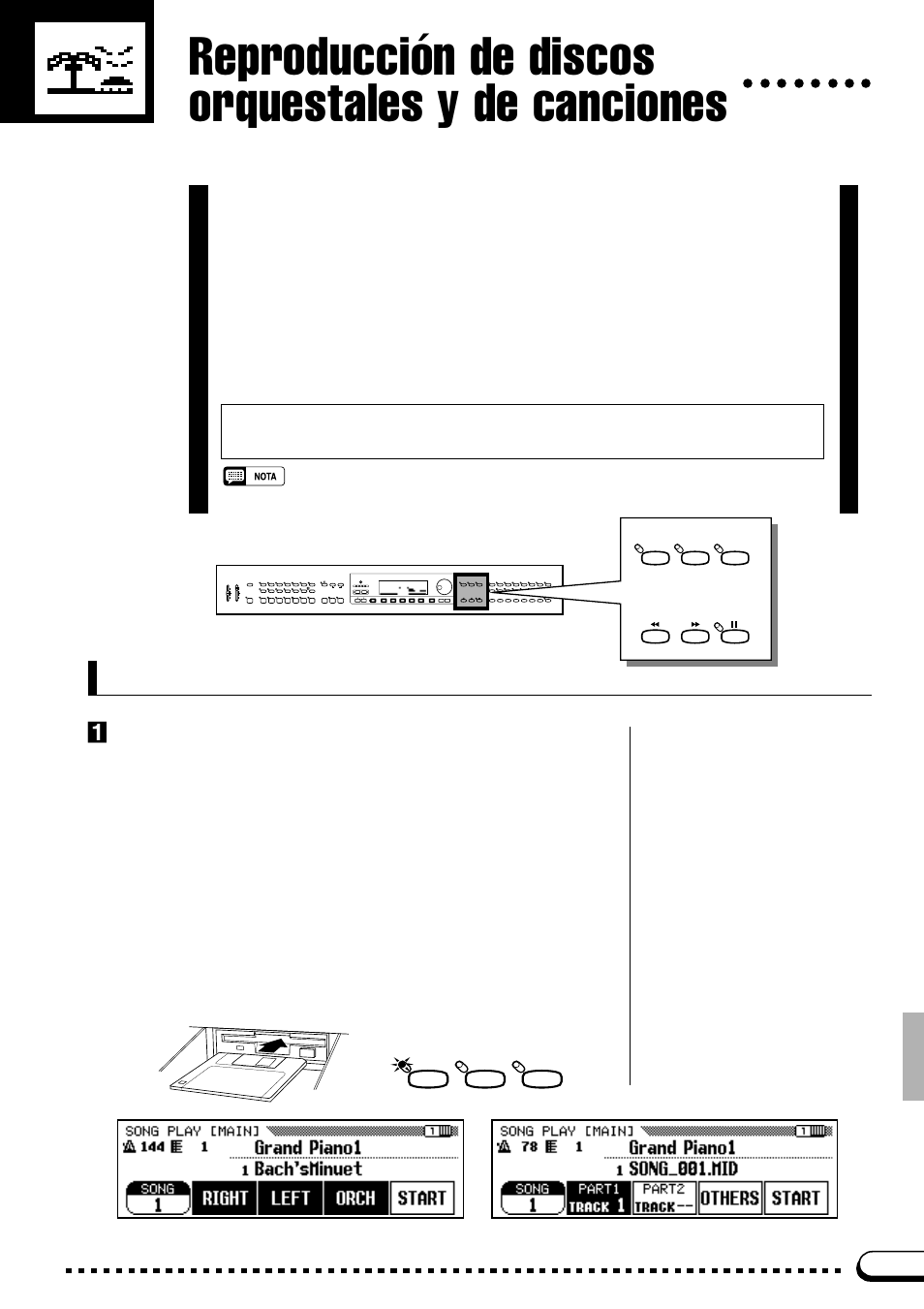 Reproducción de discos orquestales y de canciones, Reproducción directa, Active el modo de reproducción de canciones | Yamaha CVP-69A FR User Manual | Page 64 / 163