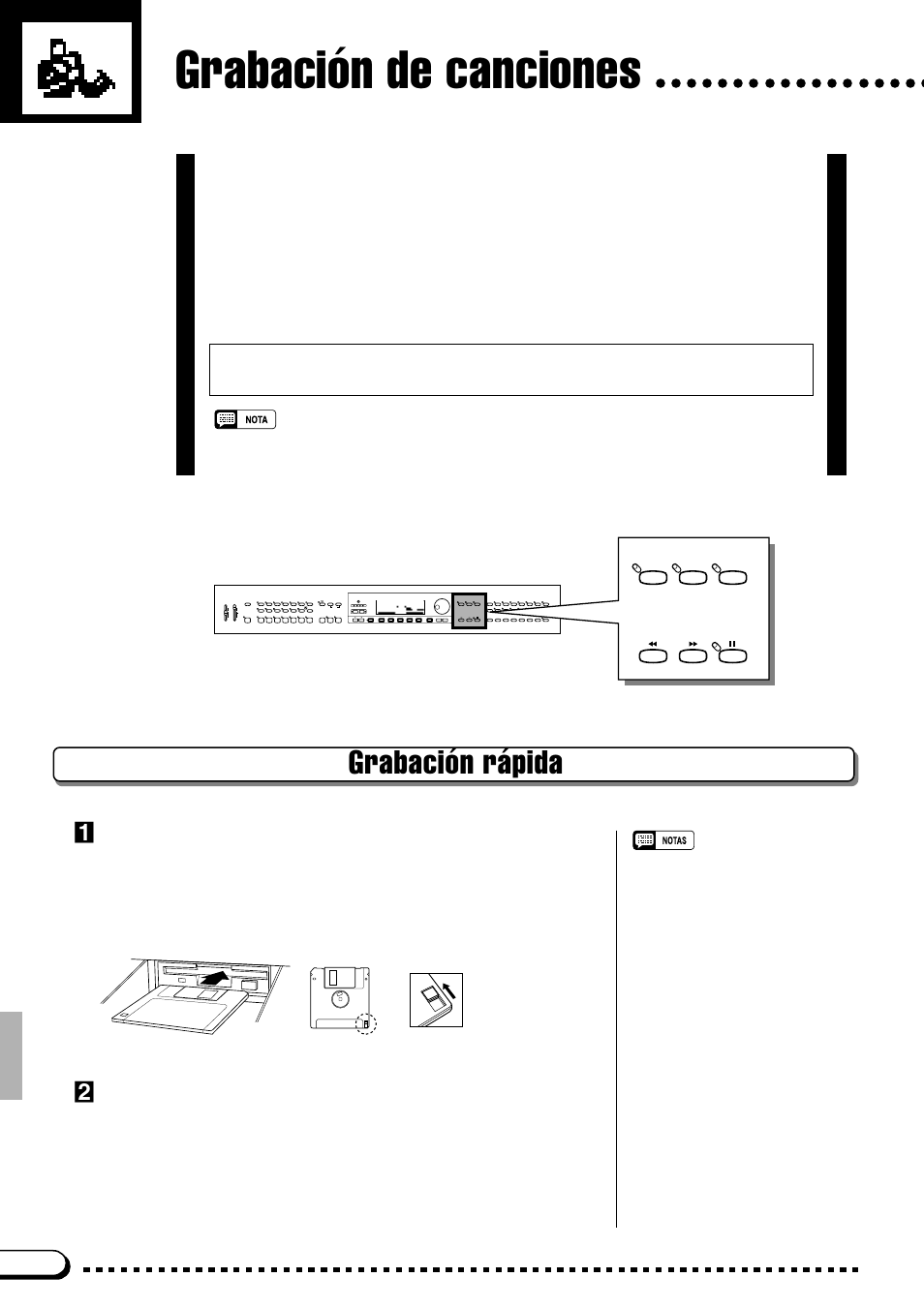 Grabación de canciones, Grabación rápida, Inserte un disco formateado | Active el modo de grabación | Yamaha CVP-69A FR User Manual | Page 75 / 163