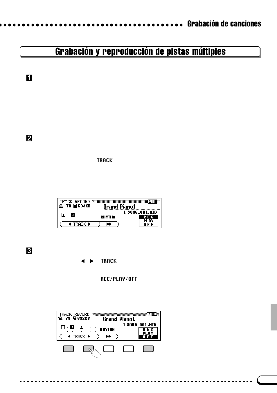 Grabación y reproducción de pistas múltiples, Grabación de canciones | Yamaha CVP-69A FR User Manual | Page 78 / 163