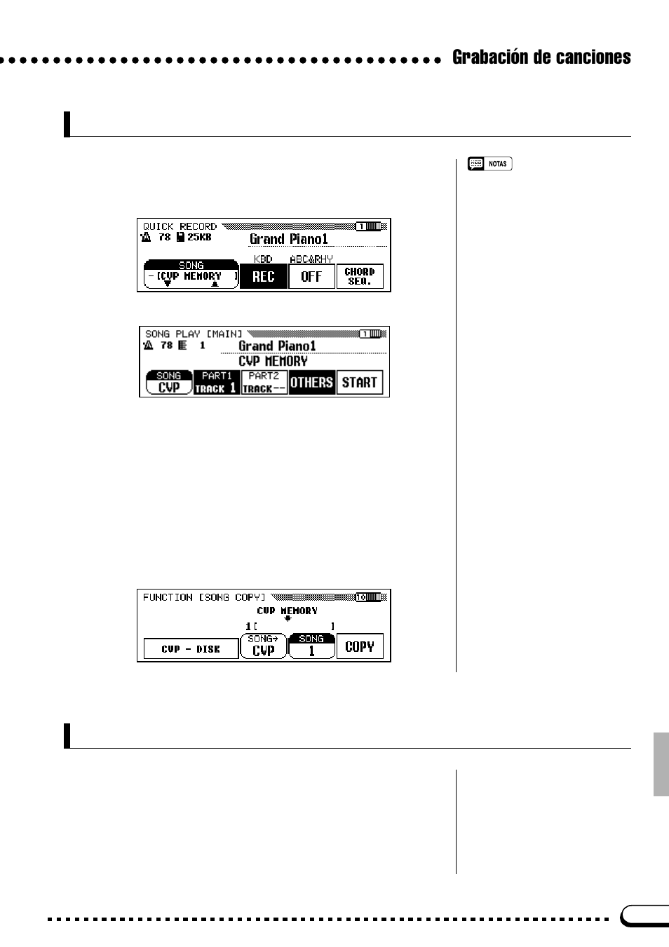Grabación sin un disco, Grabación de canciones, Reproducción | Yamaha CVP-69A FR User Manual | Page 92 / 163