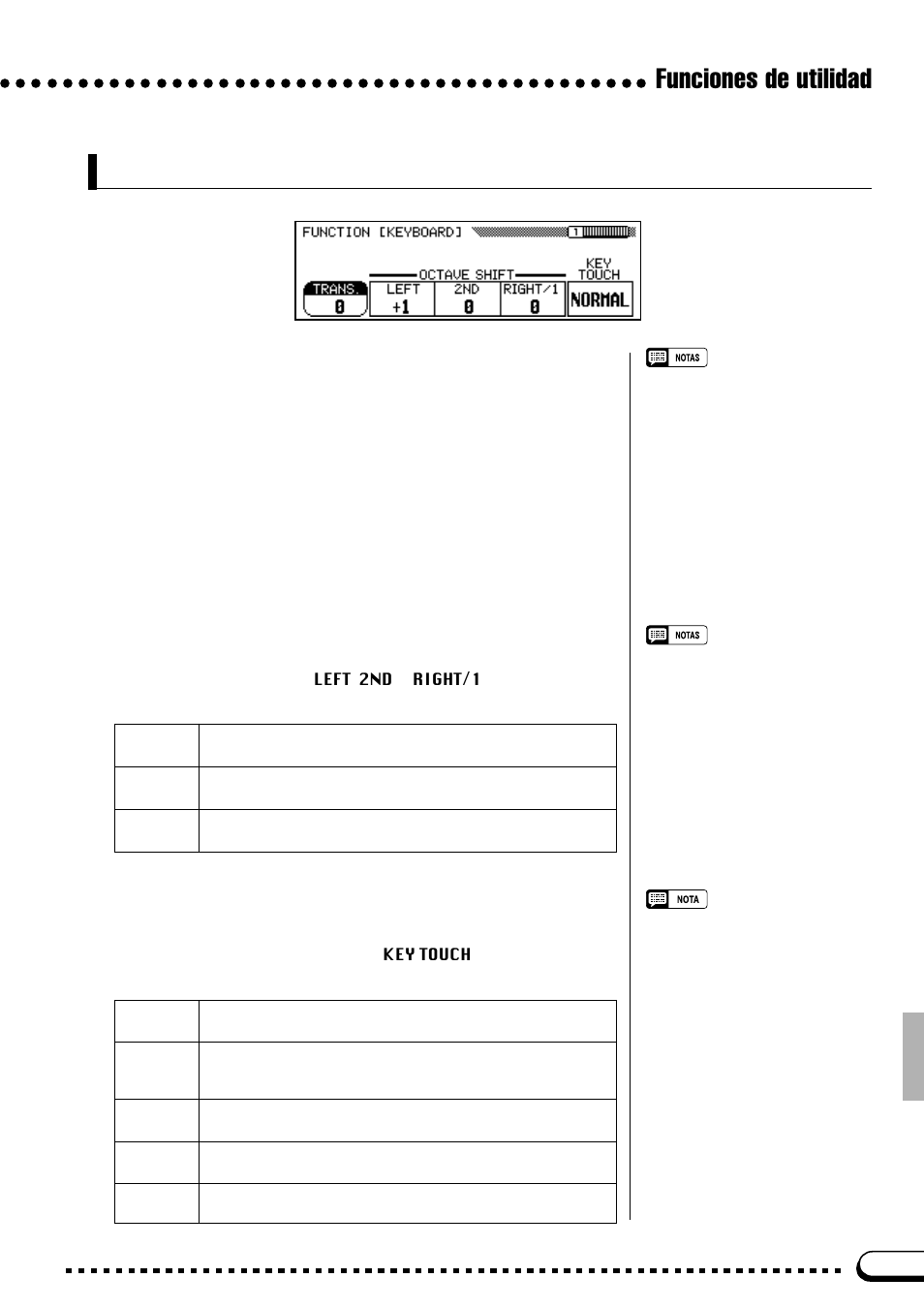 Funciones de utilidad teclado, Transposición, Desplazamiento de octava | Sensibilidad de pulsación | Yamaha CVP-69A FR User Manual | Page 94 / 163
