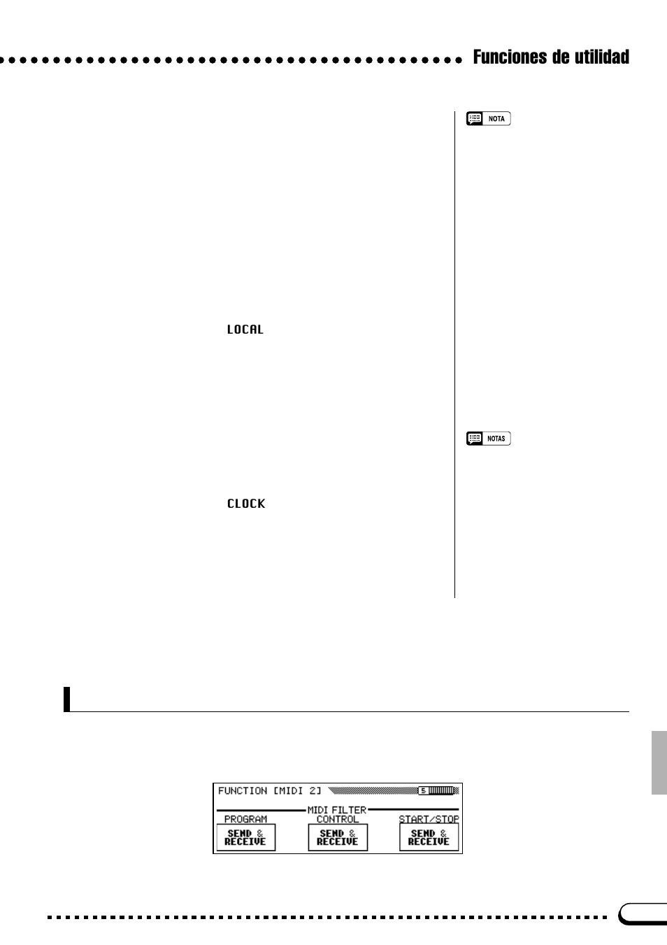 Midi 2, Funciones de utilidad, Activación/desactivación del control local | Reloj | Yamaha CVP-69A FR User Manual | Page 98 / 163