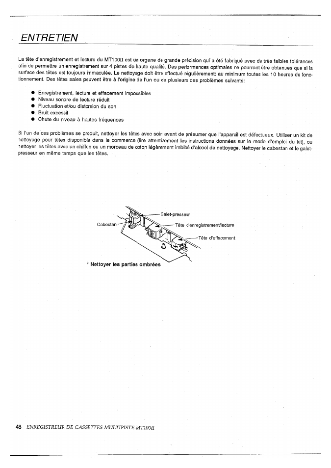 Entretien | Yamaha MT100II User Manual | Page 49 / 80