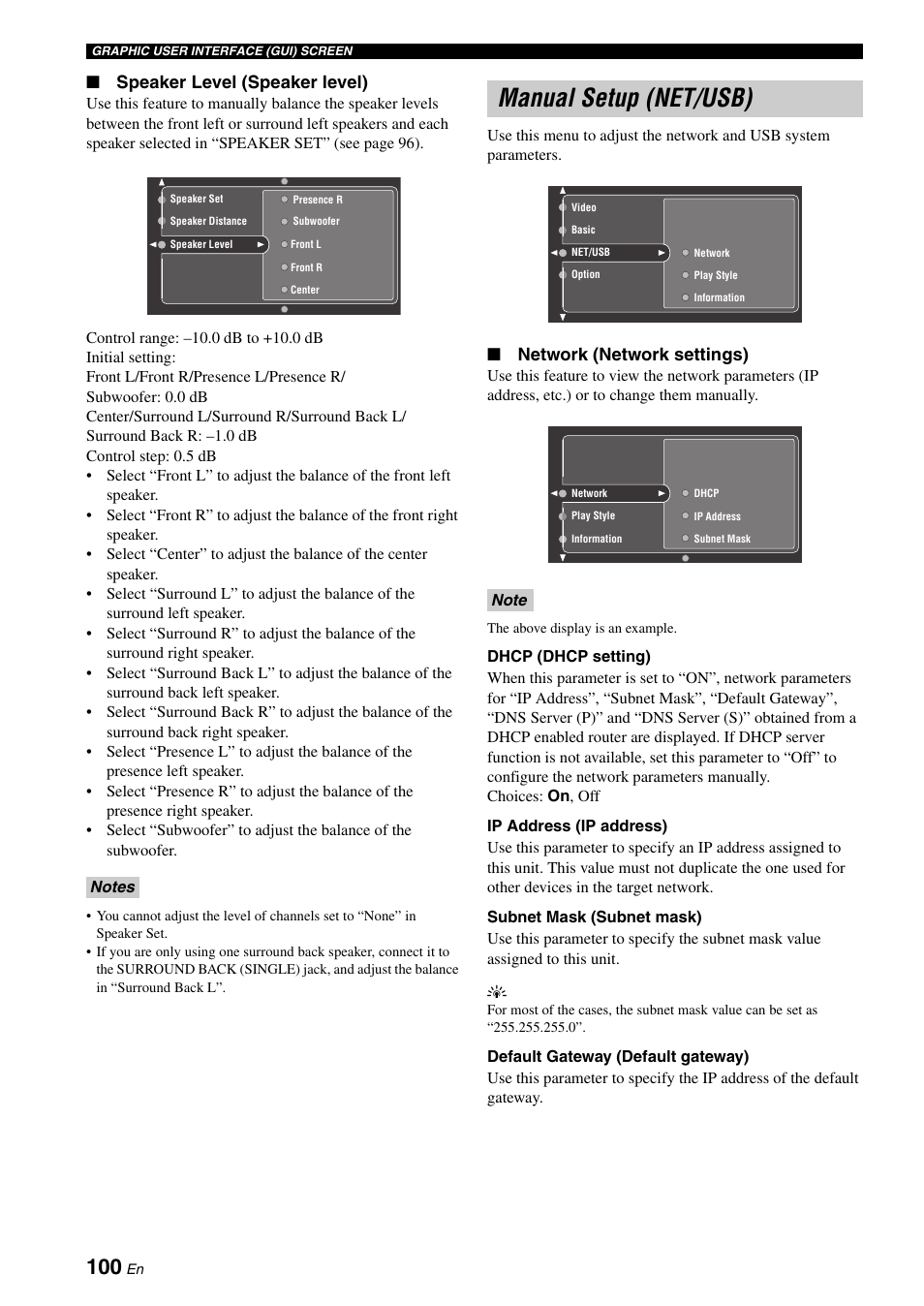 Manual setup (net/usb) | Yamaha RX-V2700 User Manual | Page 102 / 164