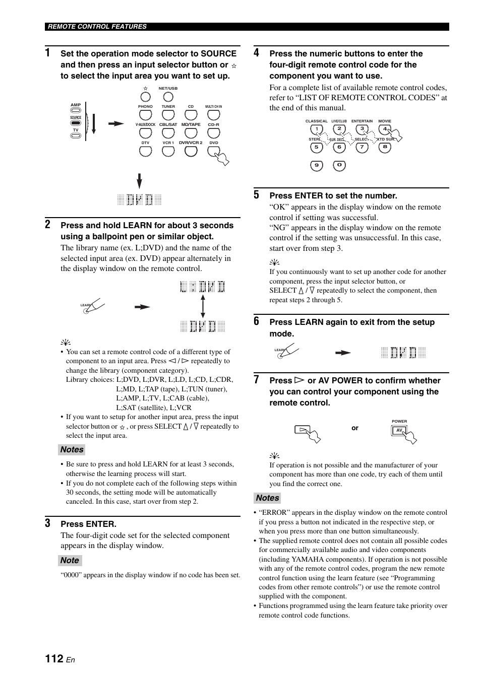 Press learn again to exit from the setup mode | Yamaha RX-V2700 User Manual | Page 114 / 164