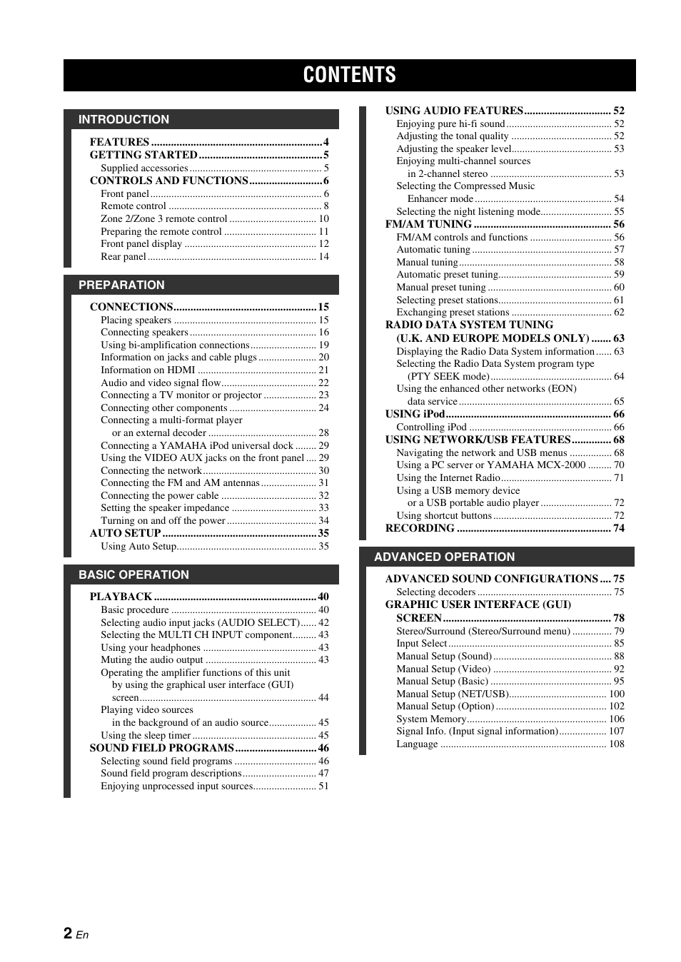 Yamaha RX-V2700 User Manual | Page 4 / 164