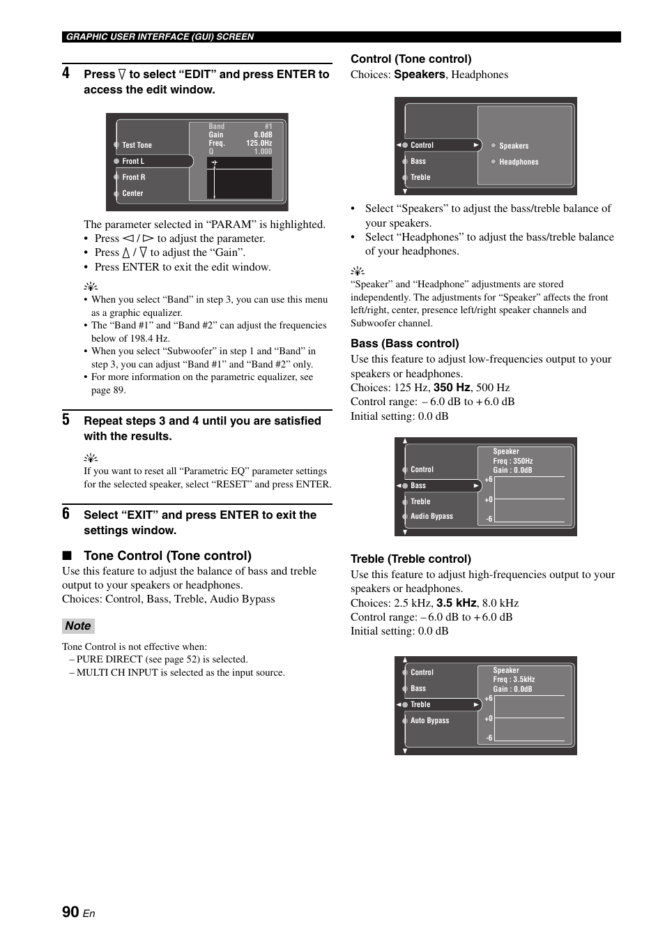 Tone control (tone control) | Yamaha RX-V2700 User Manual | Page 92 / 164