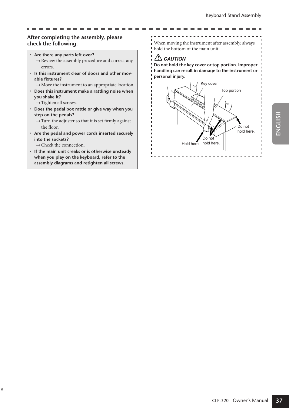 37 english | Yamaha Clavinova CLP-320 User Manual | Page 37 / 44