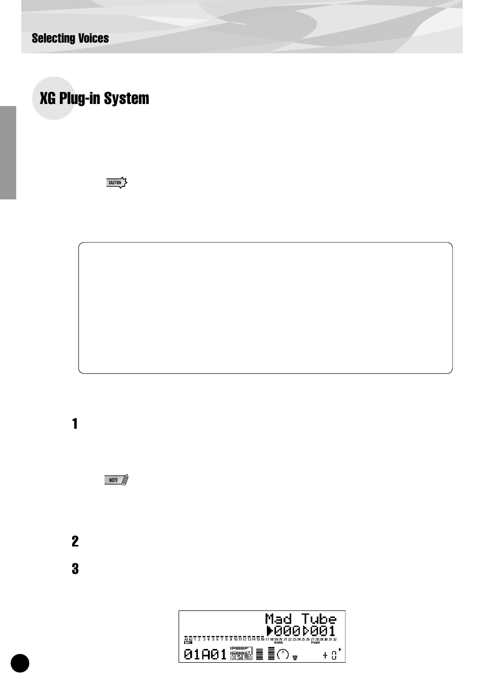 Xg plug-in system, Selecting voices, Selecting vl voice | Yamaha PLG150-VL User Manual | Page 16 / 56