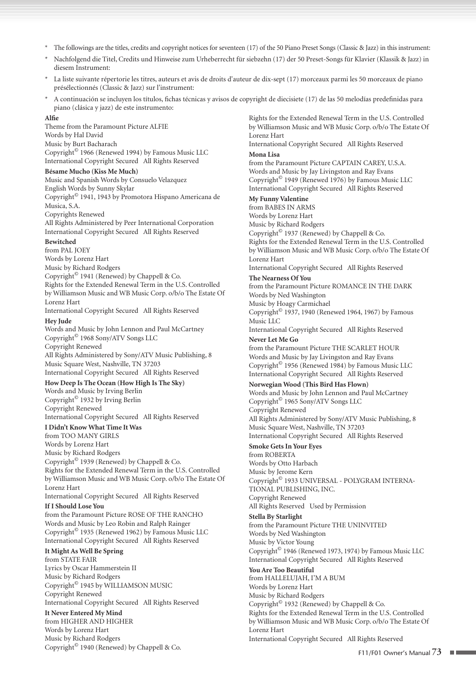 Yamaha F10 User Manual | Page 73 / 78