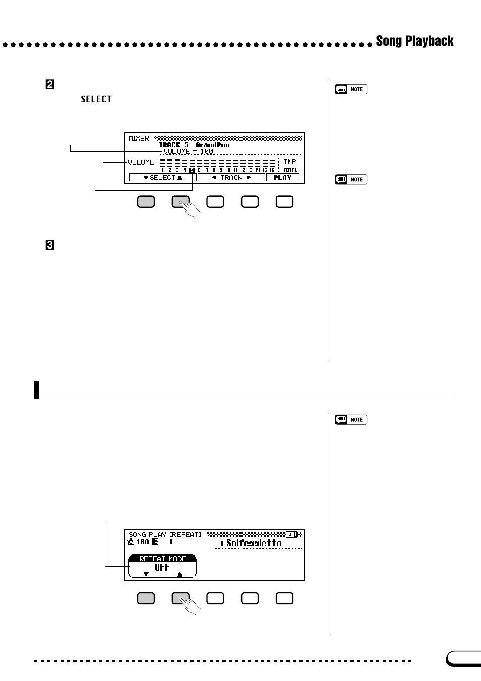 Repeat functions, Song playback, Xselect the parameter to be edited | Cedit the value or setting | Yamaha CVP-103M  EN User Manual | Page 101 / 178