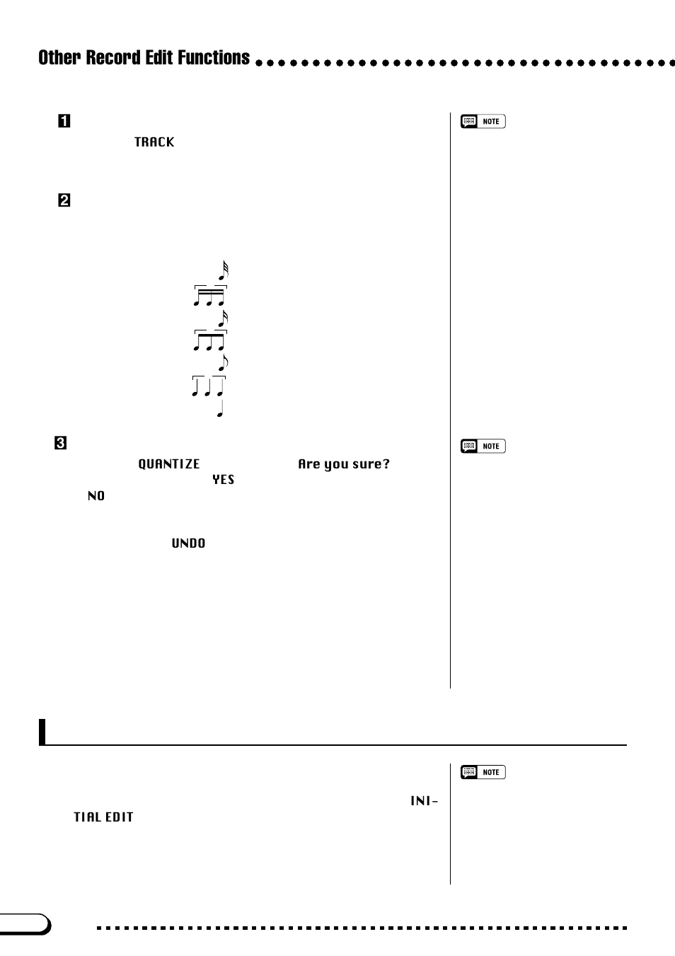 Initial edit (changing the initial data), Other record edit functions, Cexecute the quantize operation | Xspecify the quantize “size, Zspecify the track to be quantized | Yamaha CVP-103M  EN User Manual | Page 130 / 178