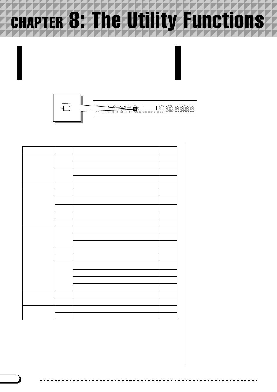 Chapter 8: the utility functions, The utility functions, Chapter | Yamaha CVP-103M  EN User Manual | Page 134 / 178