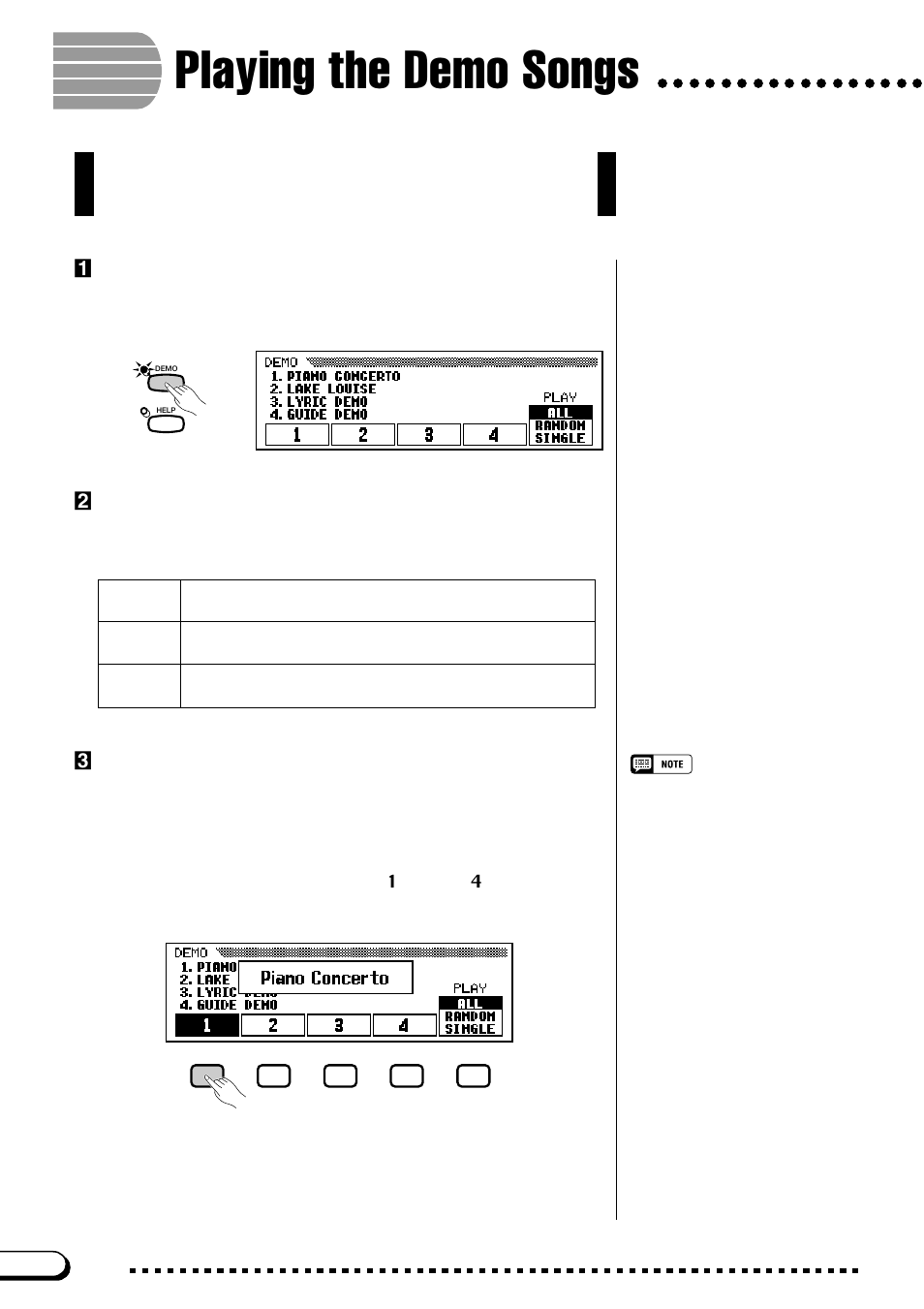 Playing the demo songs, Xselect the desired play mode, Zcall up the demo play mode | Cselect the song and start playback | Yamaha CVP-103M  EN User Manual | Page 14 / 178
