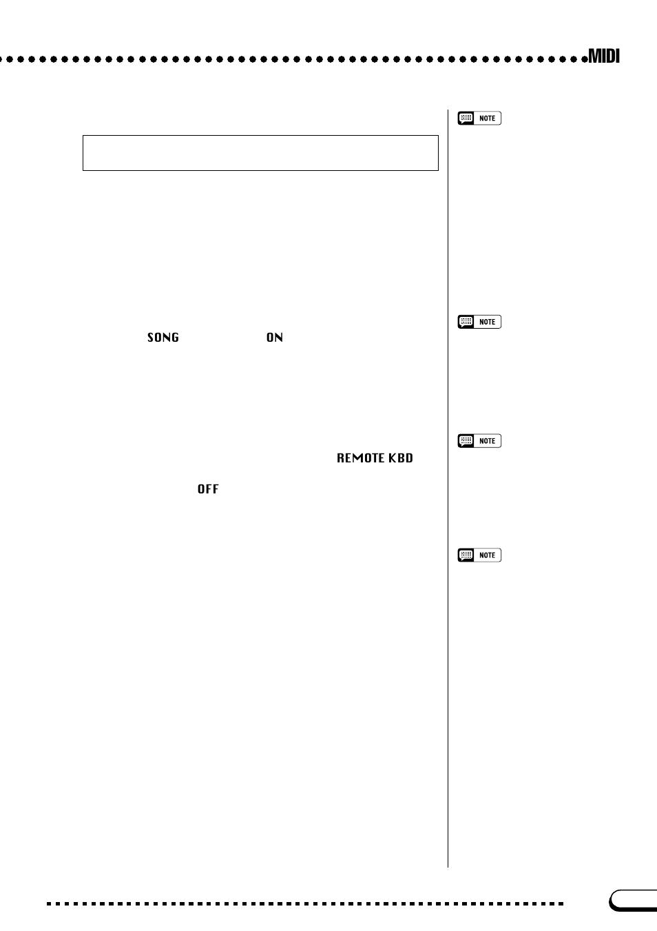 Midi, Song transmission, Remote keyboard | Yamaha CVP-103M  EN User Manual | Page 151 / 178
