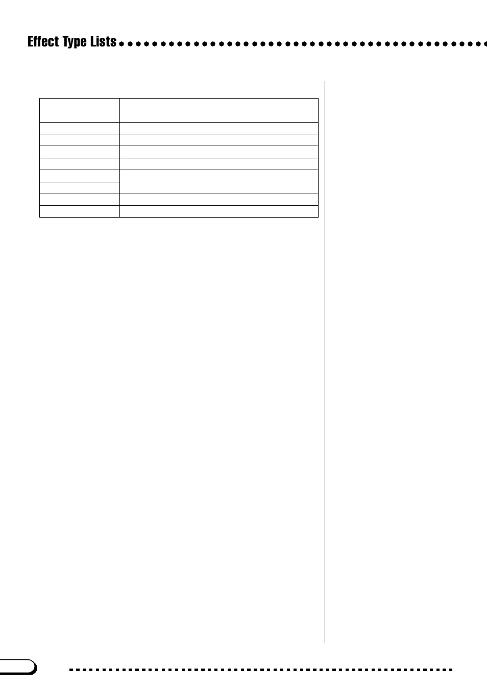 Effect type lists | Yamaha CVP-103M  EN User Manual | Page 164 / 178