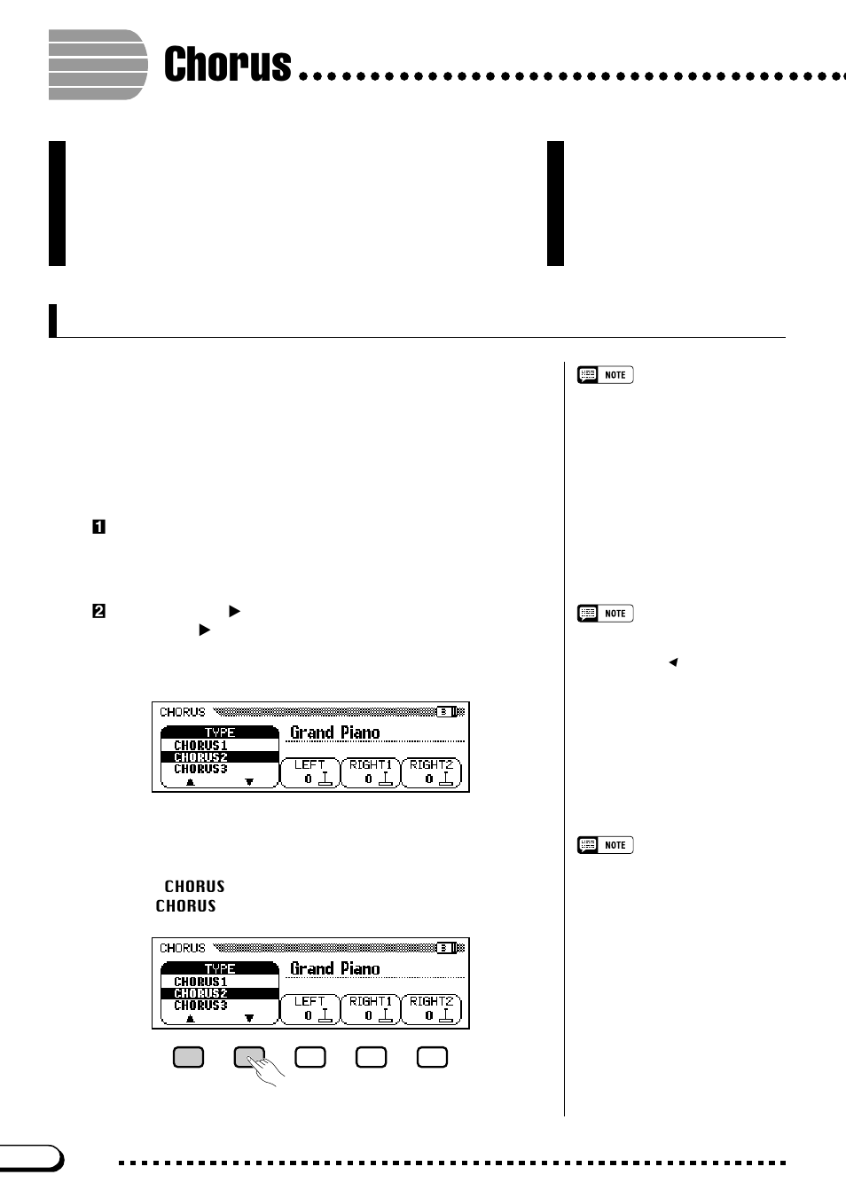 Chorus, Changing the chorus settings | Yamaha CVP-103M  EN User Manual | Page 44 / 178