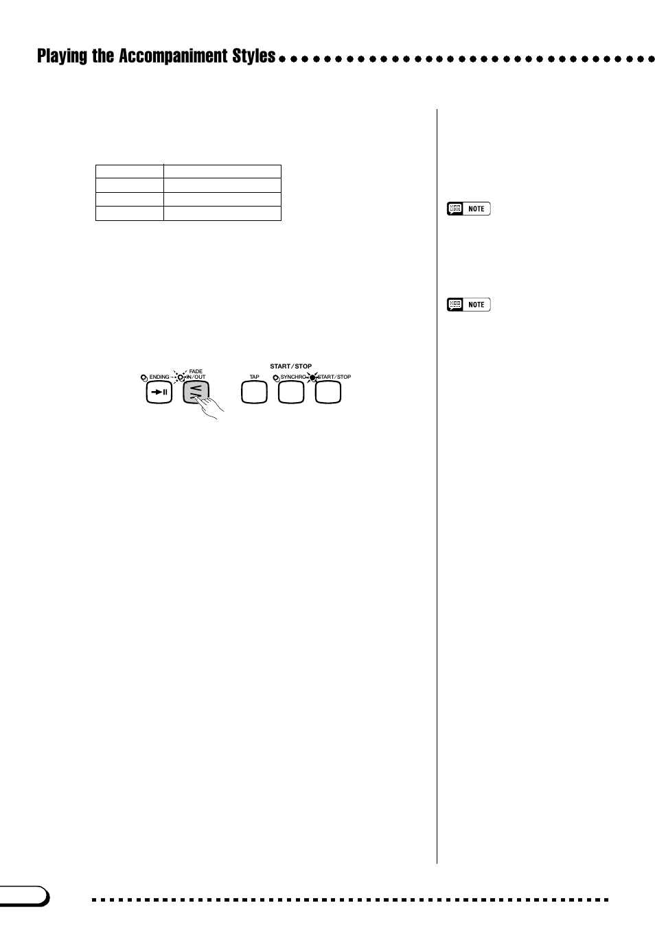 Playing the accompaniment styles, Fading out | Yamaha CVP-103M  EN User Manual | Page 56 / 178