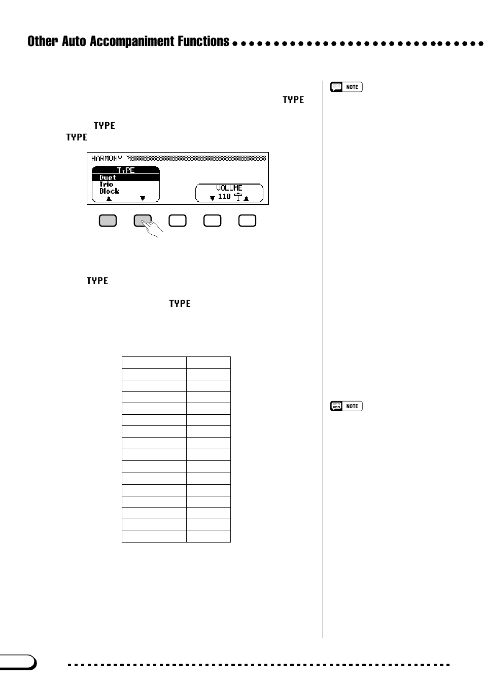 Other auto accompaniment functions, Selecting a harmony type | Yamaha CVP-103M  EN User Manual | Page 70 / 178