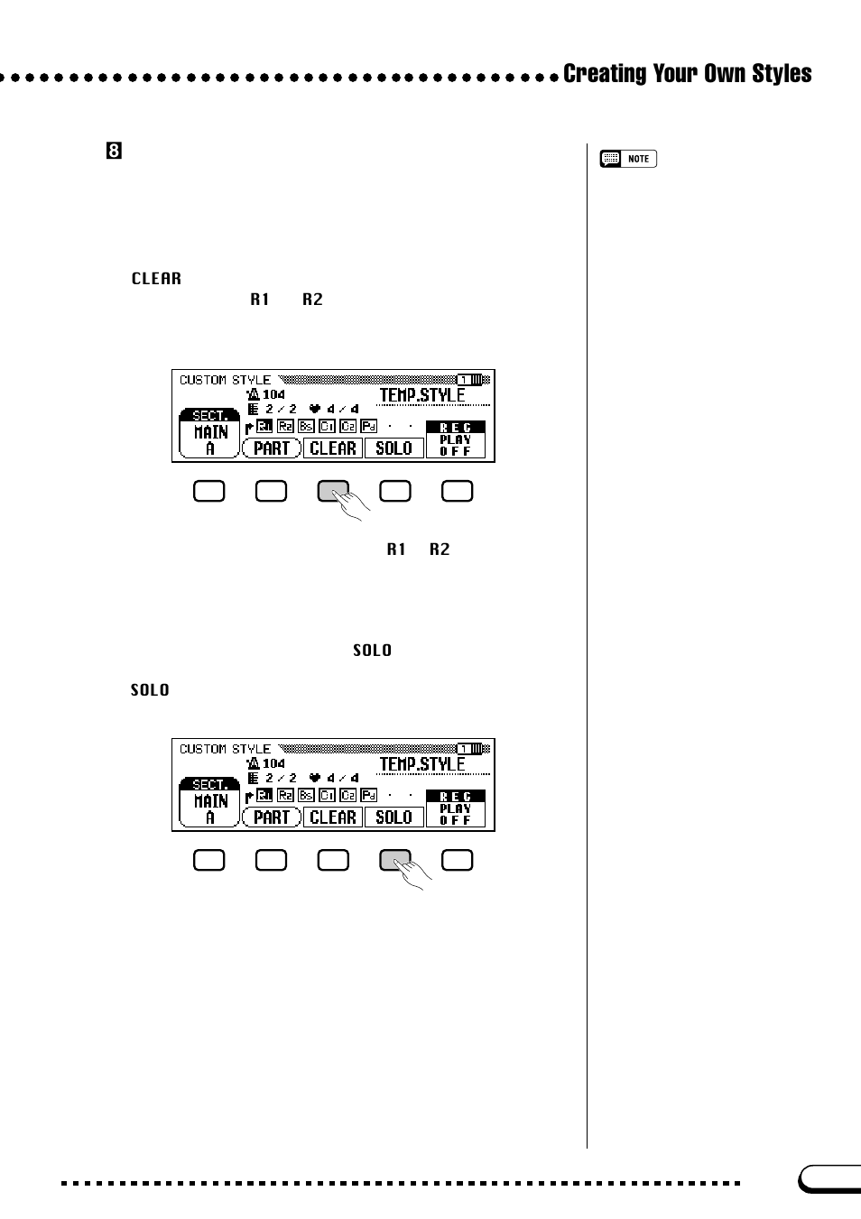 Creating your own styles, Record the selected part | Yamaha CVP-103M  EN User Manual | Page 77 / 178