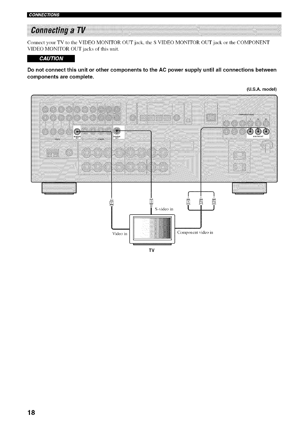 Connecting a tv | Yamaha HTR-5950 User Manual | Page 22 / 116