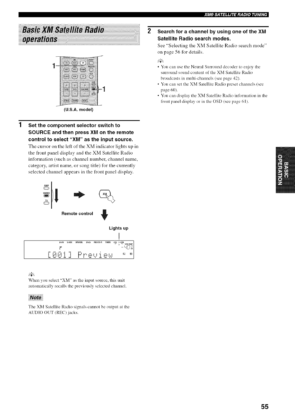 Basic xm satellite radio operations | Yamaha HTR-5950 User Manual | Page 59 / 116