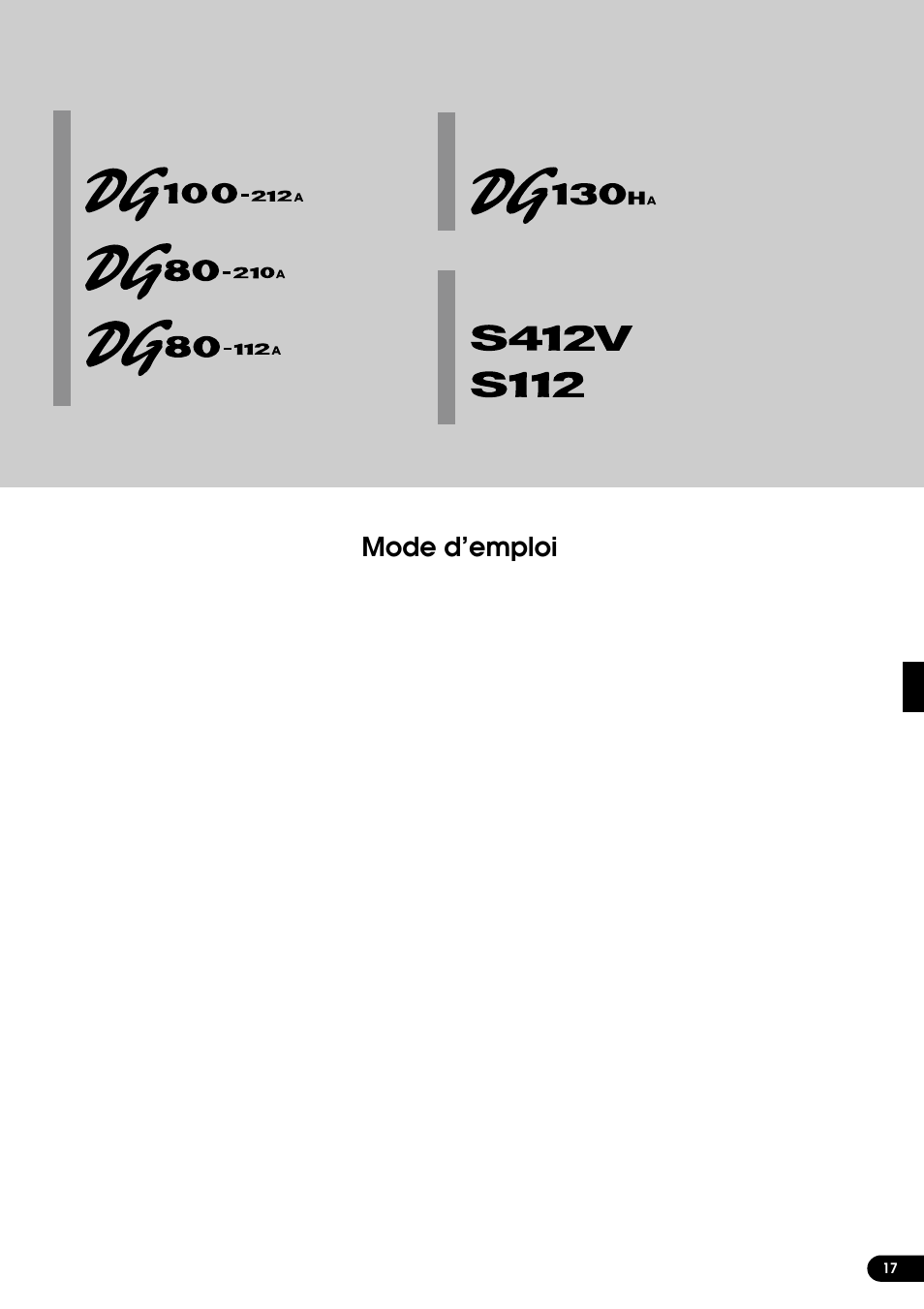 Mode d'emploi, Mode d’emploi | Yamaha DG100-212A User Manual | Page 17 / 84
