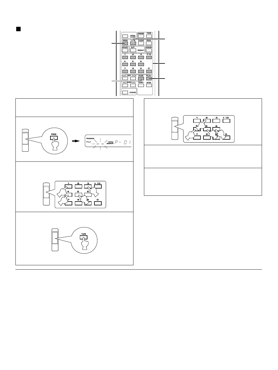 Manual tape-programming | Yamaha CDX-10 User Manual | Page 14 / 20