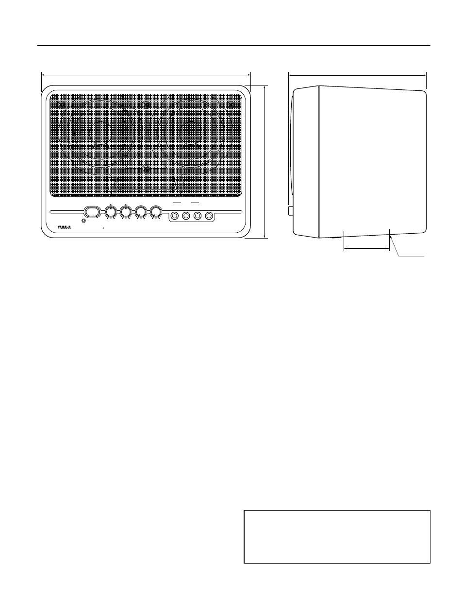 Dimensions, Service, Unit = mm (inch) | Yamaha MS2022 User Manual | Page 8 / 21