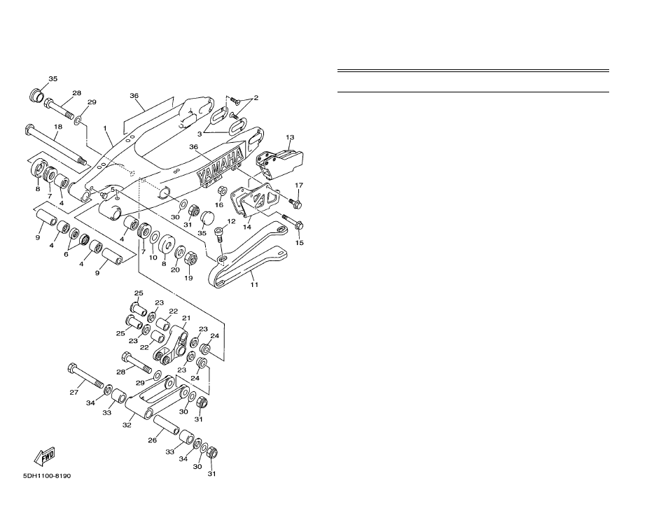 Rear arm | Yamaha YZ125K1 User Manual | Page 26 / 53