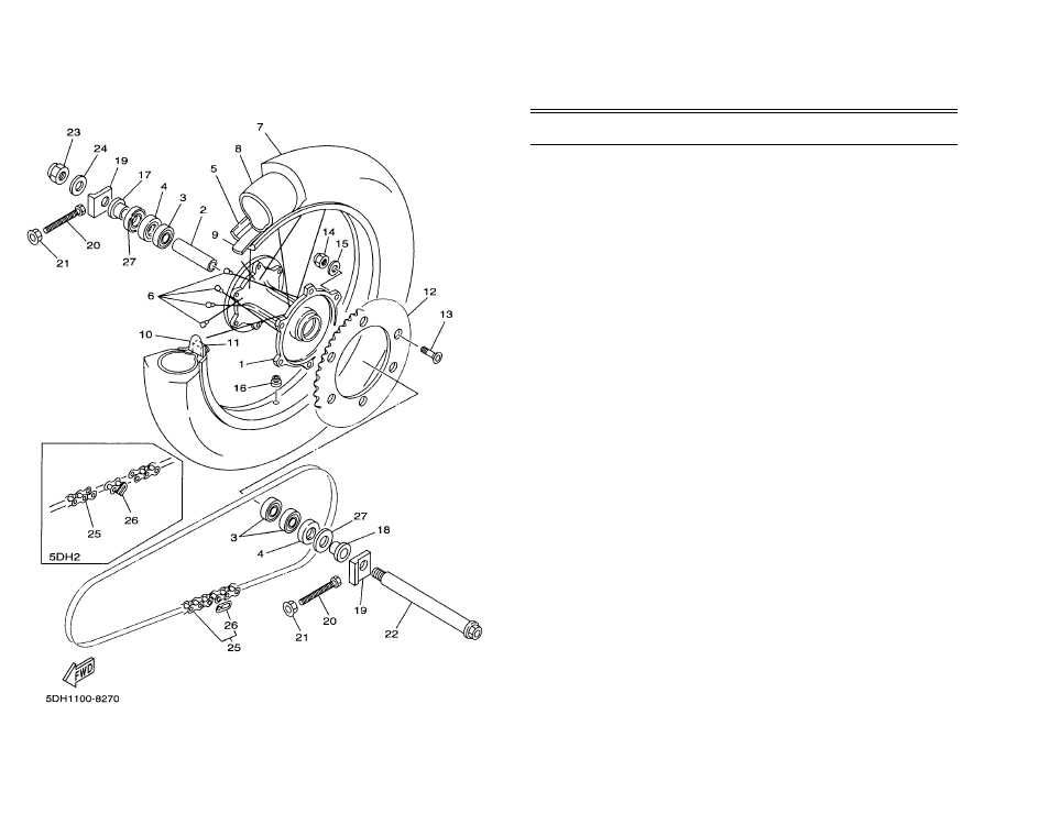 Rear wheel | Yamaha YZ125K1 User Manual | Page 37 / 53