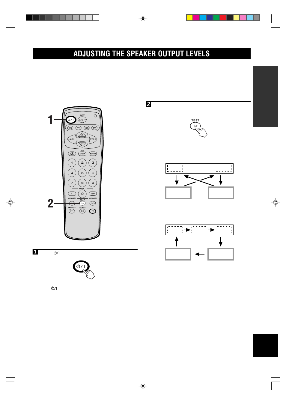 Adjusting the speaker output levels | Yamaha AV-S70 User Manual | Page 17 / 40